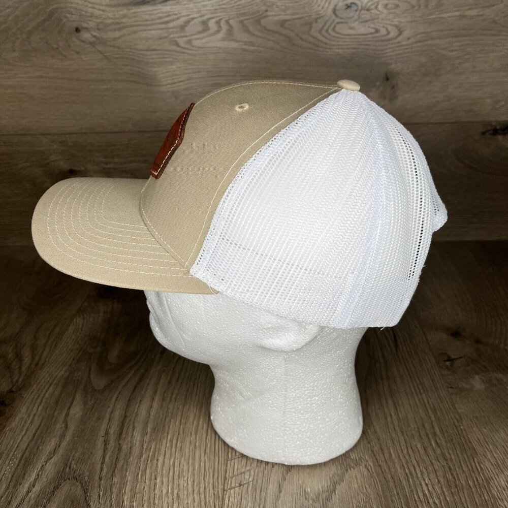 Rodeo World Championship Truckers Hat Tan And White Leather Patch - Picture 3 of 12